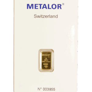 Metalor 1g gold bar front