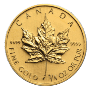 1/4 oz Gold Maple Leaf coin (obverse)